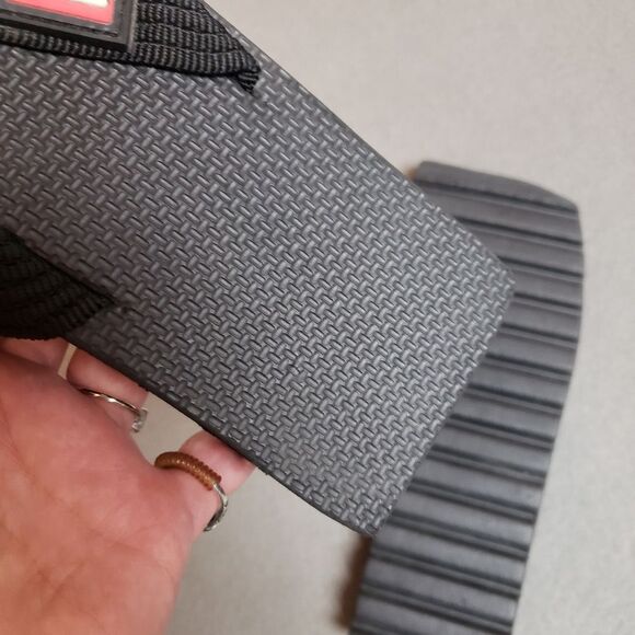 Rare Y2K Square Toe Black Diesel 8 Women or 6 Men Flip Flop Sandle Vtg Beach - Picture 8 of 13